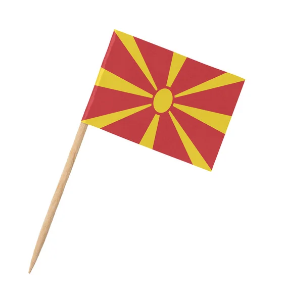 Small Paper Flag Macedonia Wooden Stick Isolated White — Stock Photo, Image