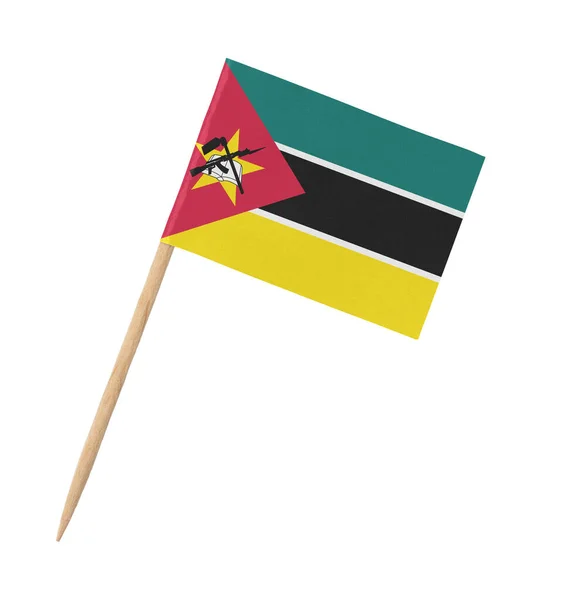 Petit Drapeau Papier Mozambique Sur Bâton Bois Isolé Sur Blanc — Photo