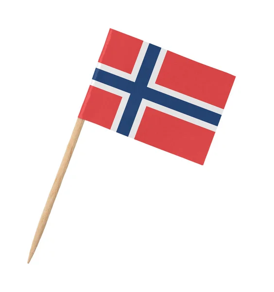 Small Paper Flag Norway Wooden Stick Isolated White — Stock Photo, Image