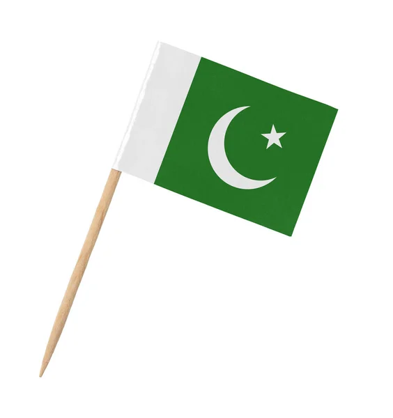 Tahta Çubukta Pakistan Küçük Kağıt Bayrağı Beyaz Üzerine Izole Edilmiş — Stok fotoğraf