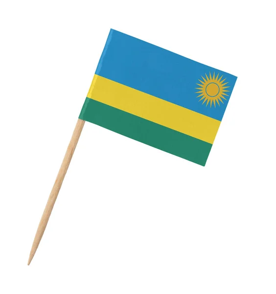 Kleine Papieren Vlag Van Rwanda Houten Stokje Geïsoleerd Wit — Stockfoto