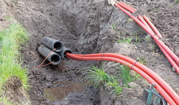 Installation Underground Cable Electricity Internet Something Else — Stock Photo, Image