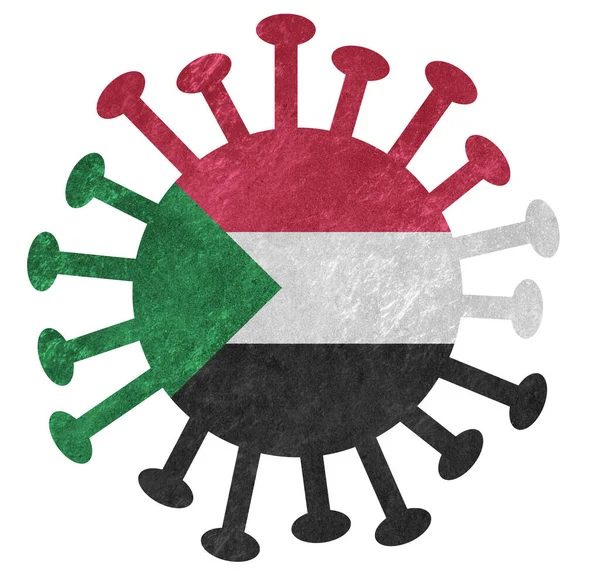 Die Nationalflagge Des Sudan Mit Coronavirus Oder Bakterien Isoliert Auf — Stockfoto