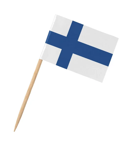 Bandeira Papel Pequena Finlândia Pau Madeira Isolado Branco — Fotografia de Stock