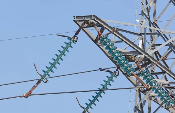 High Voltage Electricity Pylon Blue Sky Netherlands — Stock Photo, Image