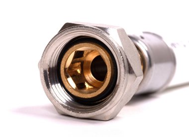 Isıtma radyatörü bağlantı borusu kapalı, beyaz üzerinde izole