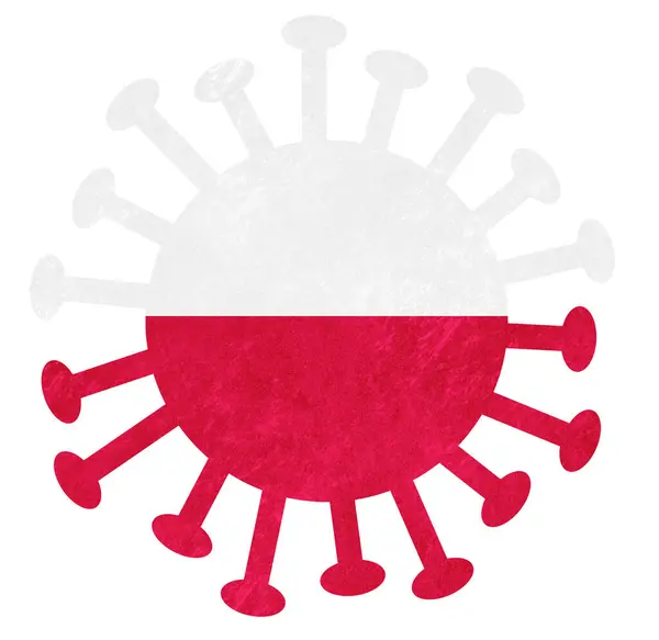 Bandiera Nazionale Della Polonia Con Virus Corona Batteri Isolato Bianco — Foto Stock