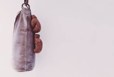 Heavy Bag with Boxing Gloves clipart