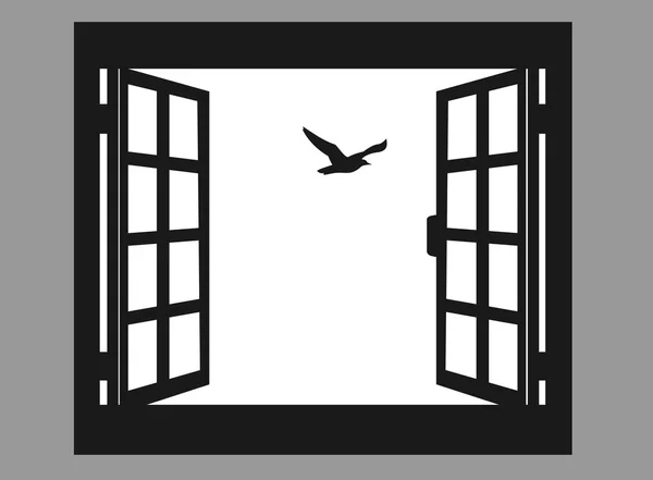 açık pencere ve uçan kuş