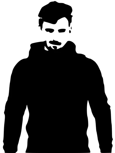 Silhouette maschile in bianco e nero — Vettoriale Stock