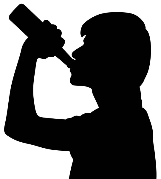 Bebida alcoólica por silhueta menino — Vetor de Stock