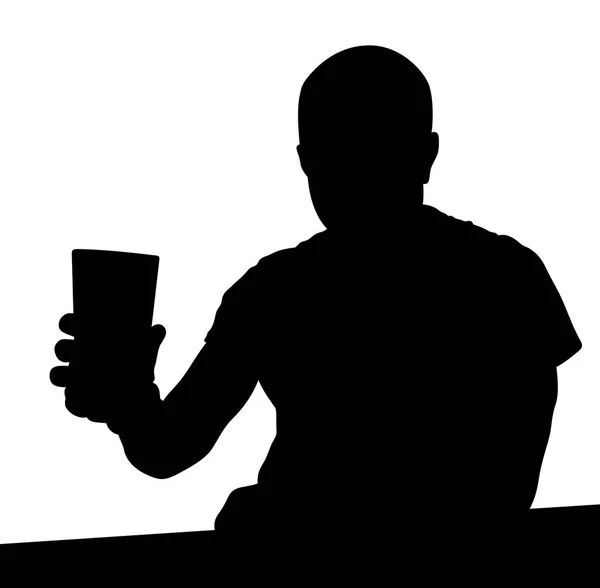 Hombre Con Silueta Cerveza Mano — Vector de stock