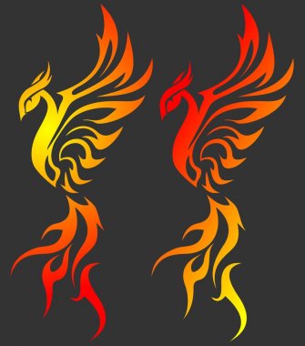 siyah bir zemin üzerine altın ateşli phoenix