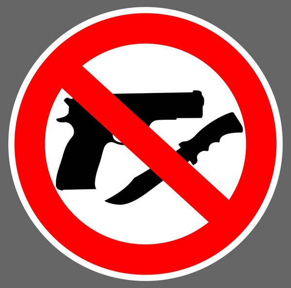 no weapons sign gun and knive