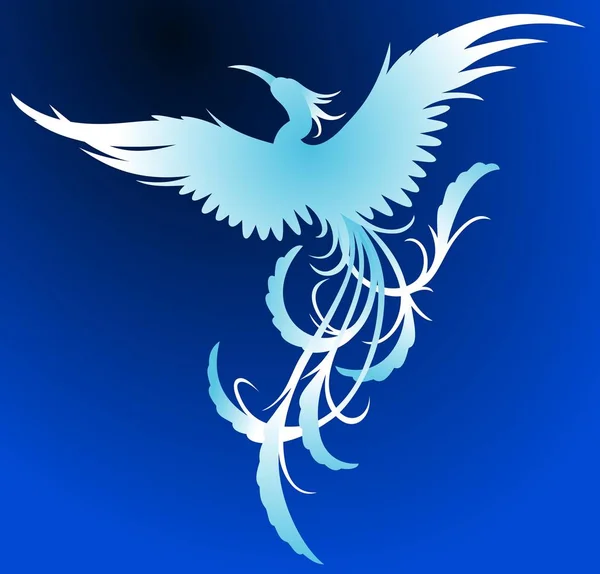 Phoenix Bleu Vecteur Couleur Illustration Art — Image vectorielle