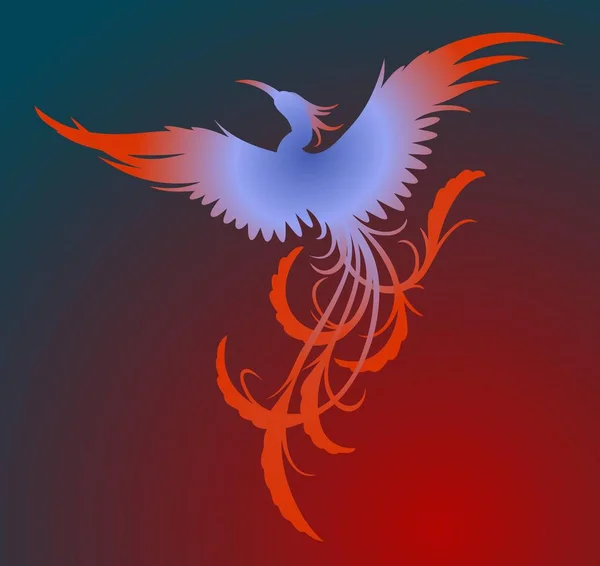 Phénix Vol Oiseau Feu Bleu — Image vectorielle