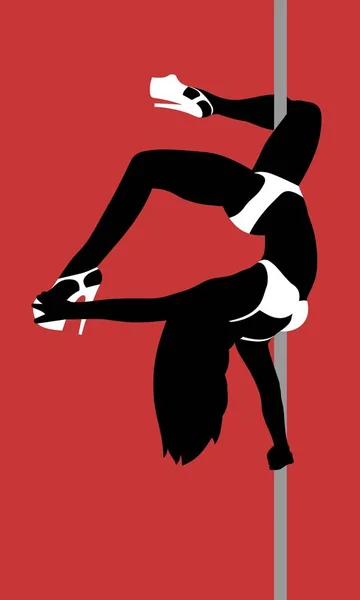 Fille Dansant Sur Pylône Vecteur Illustration — Image vectorielle