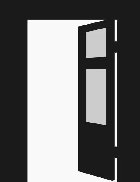 Open Deur Zwart Silhouet Vector Illustratie — Stockvector