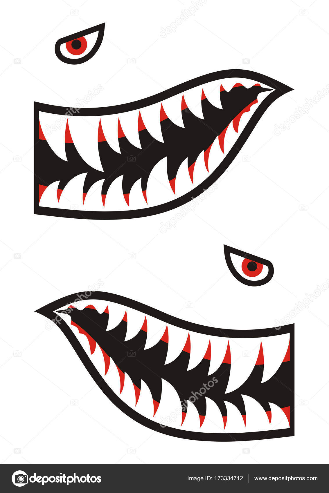 Download Shark teeth decals with different orientation — Stock ...