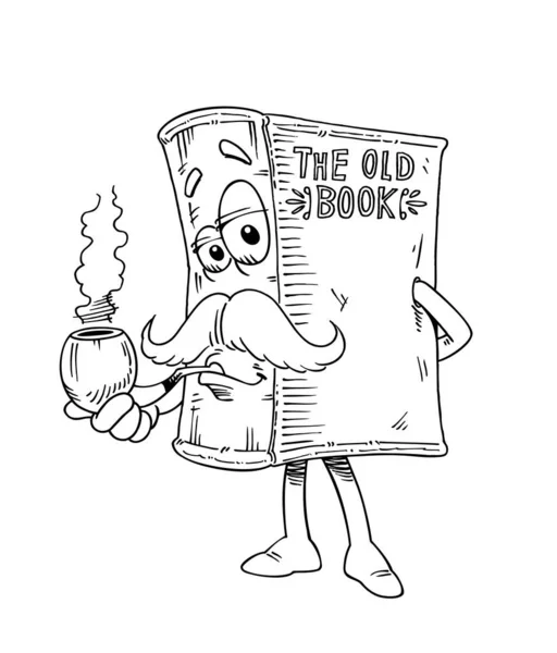 Old book cartoon holding a pipe