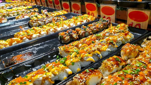Closeup Перспектива Дивитися Японський Южн Закуски Їжа Суші Продається Ринку — стокове фото