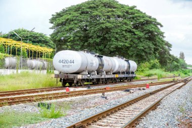 31 Ekim 2017, Lampang, Tayland: Petrol konteynırı treni park edildi 