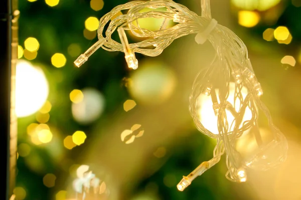 Desfocado Luzes Natal Borrão Bokeh Fundo Iluminação Natal — Fotografia de Stock