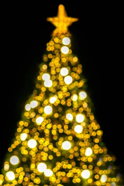 Borroso Bokeh Iluminación Navidad Del Árbol Navidad Noche Navidad —  Fotos de Stock