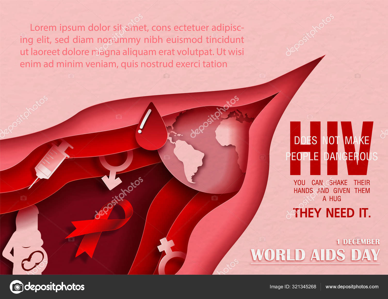 Campaign Poster World Aids Day Layer Paper Cut Style Vector Vector Image By C Kornkarinv Gmail Com Vector Stock 321345268