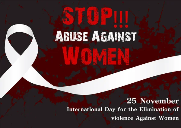 Grand Ruban Blanc Lettre Sur Journée Violence Contre Les Femmes — Image vectorielle