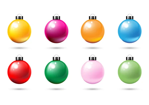 Colorful Example Christmas Balls Decoration Isolate White Background — Stock Vector