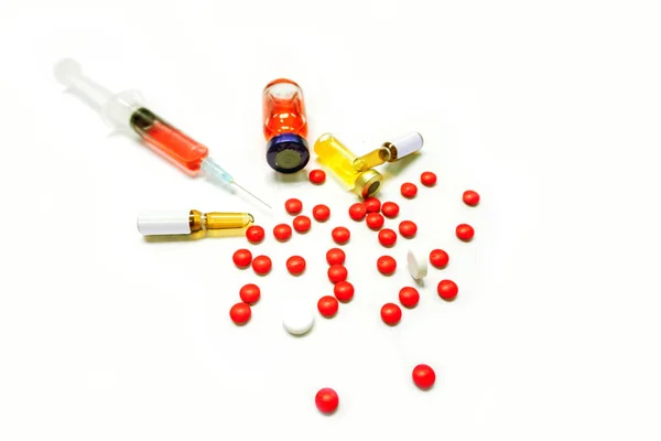 Vacina Seringa Plástico Frasco Para Injetáveis Ampolas Com Medicamentos Cura — Fotografia de Stock