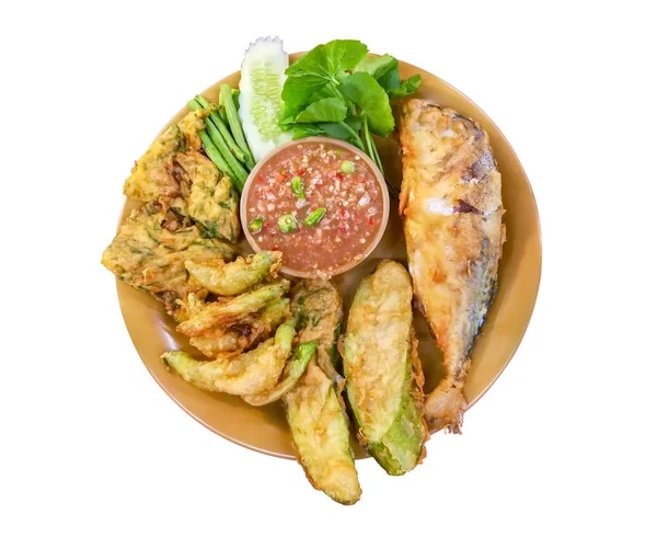 タイ料理、エビペーストソース、天ぷら野菜炒め — ストック写真