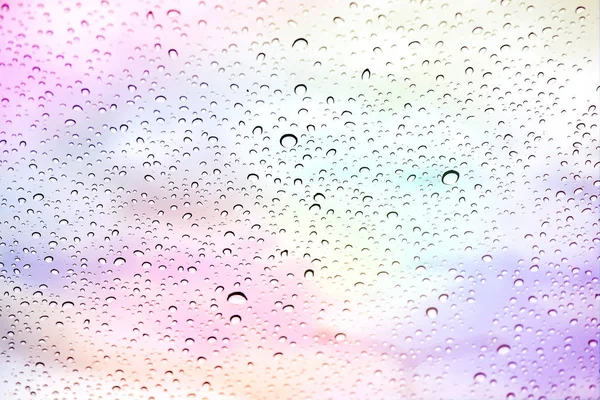 Цветные Капли Дождя Стекле — стоковое фото
