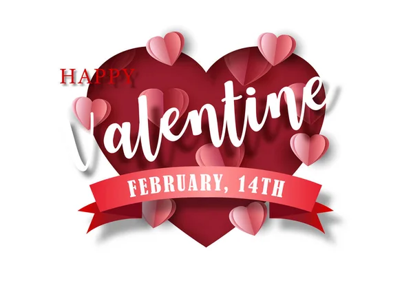 White Valentine Formulação Com Dia Evento Fita Vermelha Coração Vermelho — Vetor de Stock