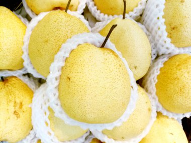 Yakın plan ve kırpma Çin armut arka plan