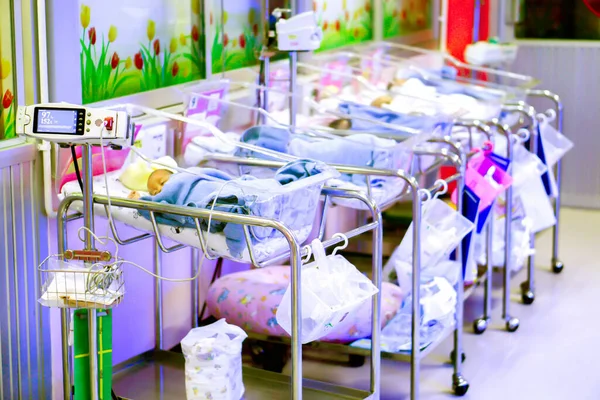 Agosto 2017 Bangkok Tailandia Sick Newborns Baby Sleeping Baby Beds —  Fotos de Stock