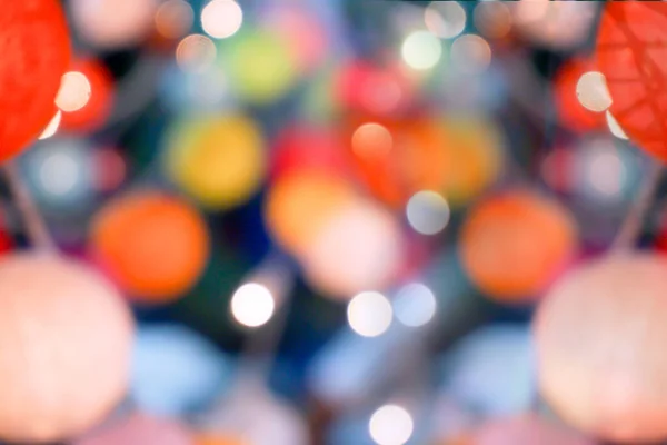 Colorful lighting woven balls blurry and bokeh background.