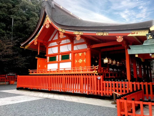 Röd Sal Japanskt Tempel Vid Fushimi Enare Helgedom Kyoto Japan — Stockfoto
