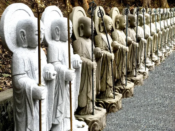 Primer Plano Perspectiva Las Estatuas Buda Japonesas — Foto de Stock