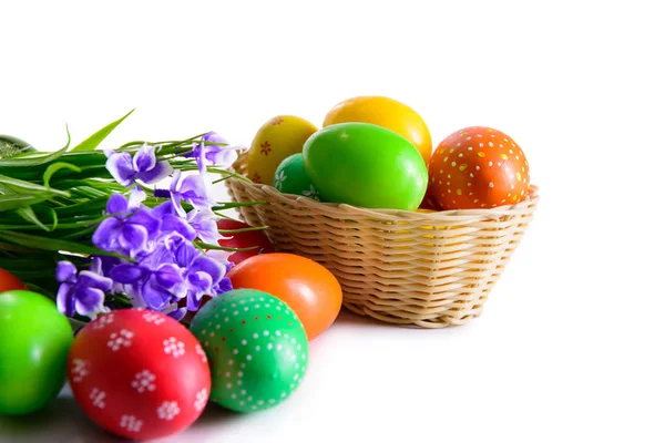 Easter eggs with flowers postcard — Stock Photo, Image