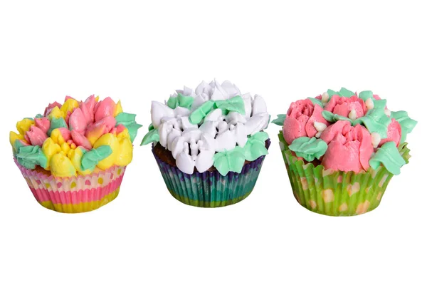 Izole krem ile cupcakes — Stok fotoğraf