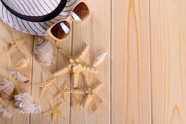 Denizde yaz tatili için nesneleri