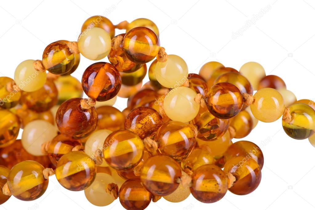 amber beads accessory isolated on white 