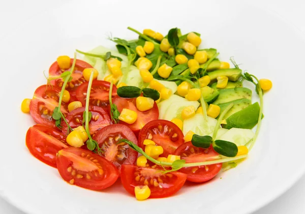 Top View Mix Fresh Vegetable Diet Salad Tomatoes Pepbers Avocado —  Fotos de Stock