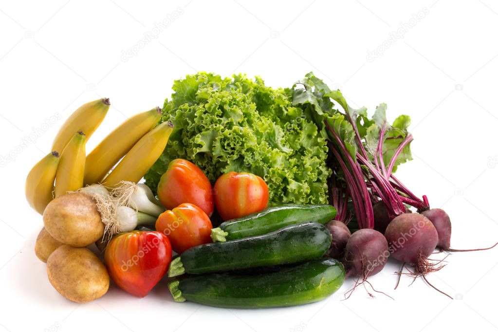 bunch of vegetables on white background