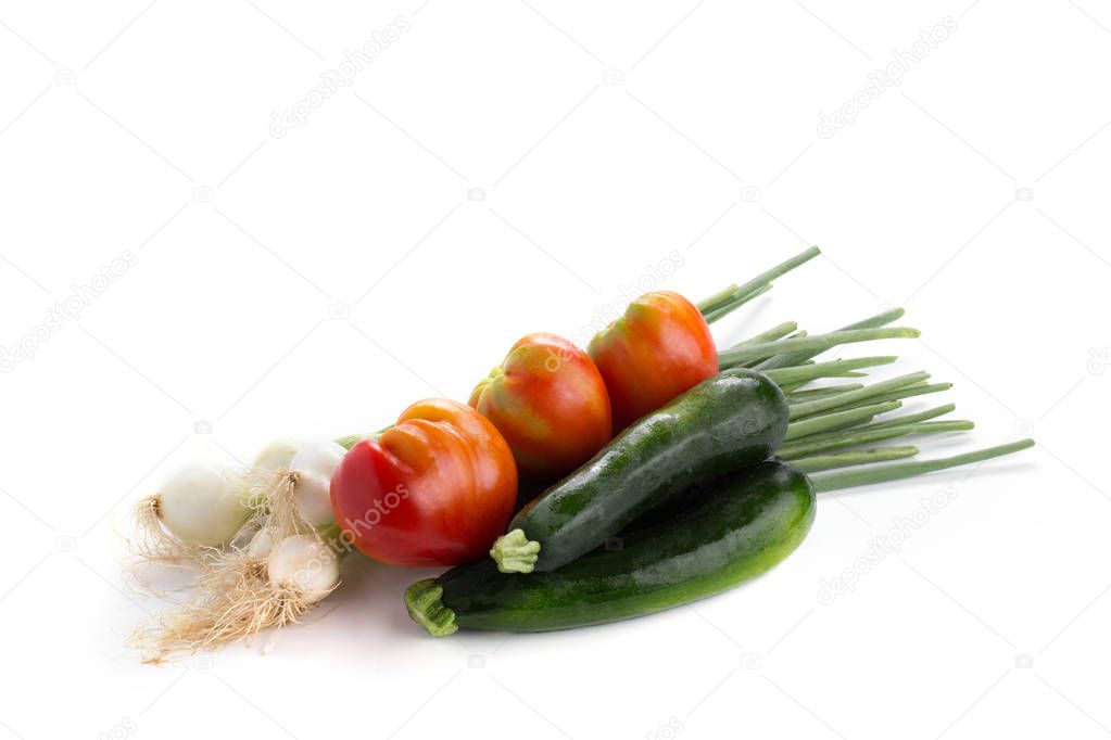 bunch of vegetables on white background