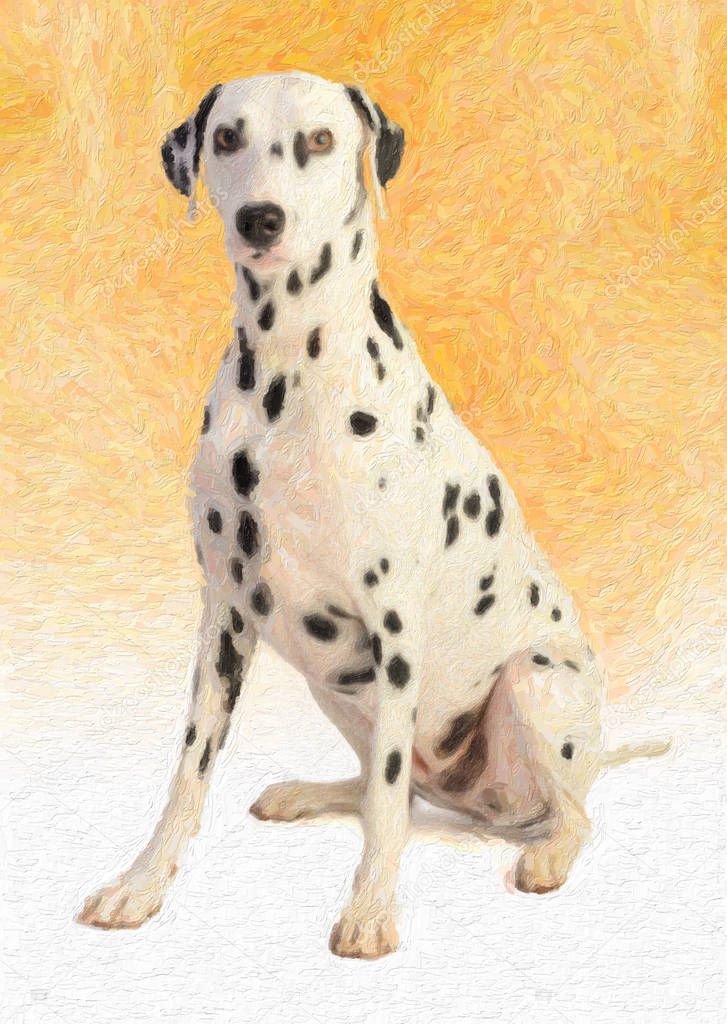 Dalmatian seated painting