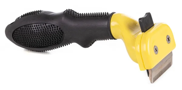 Brosse Pour Chien Jaune Noir Sur Fond Blanc — Photo