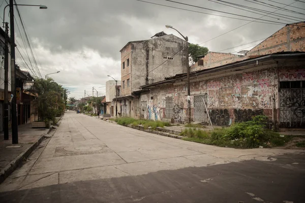 Ruas vazias durante bloqueio peruano em Iquitos — Fotografia de Stock